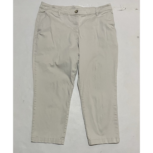 Tommy Bahama Pants - Tommy Bahama Cropped Capri Ankle Pants Size 14 X 23 Beige Cotton Blend Chino